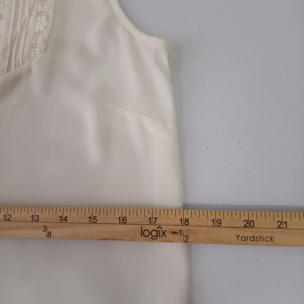 DR2 Women’s White Sheer Sleeveless Lace Yoke Blouse Sz XS - Picture 11 of 12